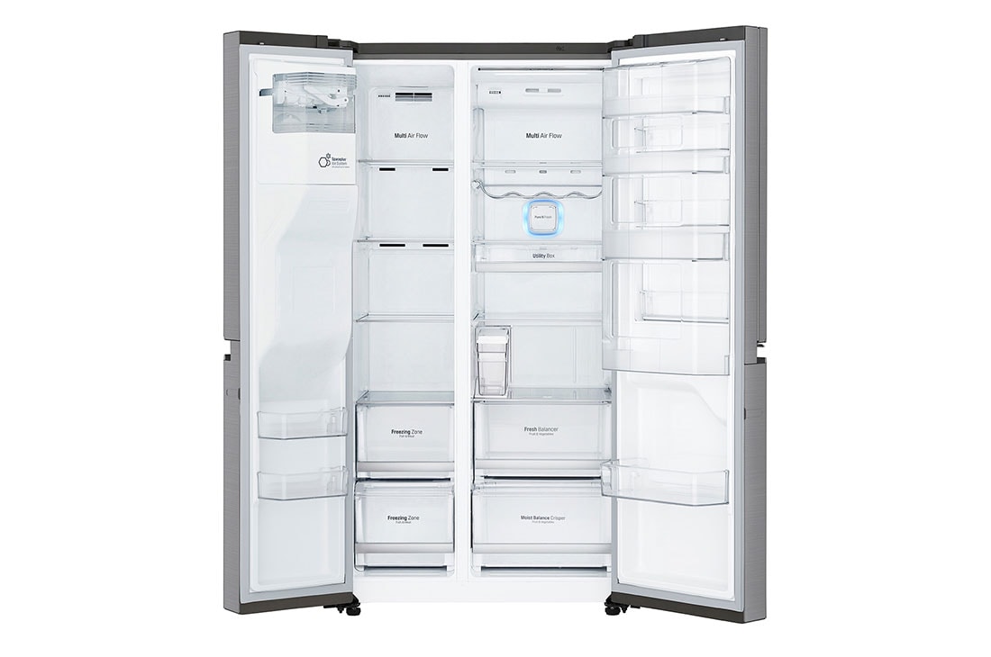 LG Americká chladnička | Door-in-Door™ | F | Hrubý objem 675 l | 376 kWh/rok | LG Lineárny invertorový kompresor | LG Total No Frost | Multi-Air Flow™ | Vonkajší LED displej | Nápojový automat | Pure N Fresh™ | ThinQ™ + WiFi, GSJ960PZVZ, thumbnail 4