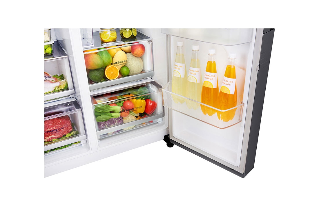 LG Americká chladnička | Door-in-Door™ | F | Hrubý objem 675 l | 376 kWh/rok | LG Lineárny invertorový kompresor | LG Total No Frost | Multi-Air Flow™ | Vonkajší LED displej | Nápojový automat | Pure N Fresh™ | ThinQ™ + WiFi, GSJ960PZVZ, thumbnail 8