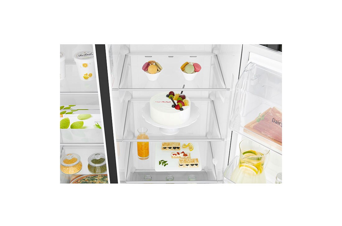 LG Americká chladnička |&nbsp;Door-in-Door™ | F (v rozsahu A až G) | Hrubý objem 668 l | 431 kWh/rok | LG Lineárny invertorový kompresor | LG Total No Frost | Multi-Air Flow™ | Vonkajší LED displej | Nápojový automat , GSL761MCZZ, thumbnail 9