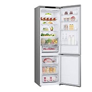 LG Kombinovaná chladnička LG | D | 344 l | Smart Invertorový kompresor | DoorCooling+™, pohľad spredu sprava na potraviny po otvorení, GBV3100DSW, thumbnail 11