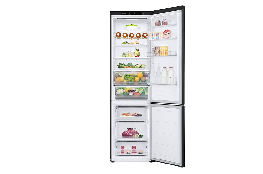 LG Kombinovaná chladnička LG | D | 387 l | Smart Invertorový kompresor | DoorCooling+™, pohľad spredu na potraviny po otvorení, GBV3200DEP, thumbnail 3