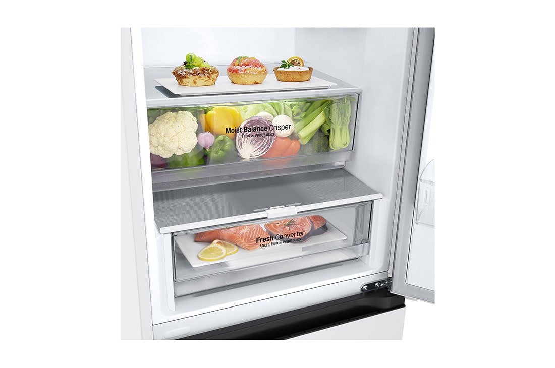 LG Kombinovaná chladnička LG | D | 387 l | Smart Invertorový kompresor | DoorCooling+™, pohľad spredu po otvorení, GBV3200DSW, thumbnail 5