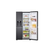 LG Americká chladnička | C | 635 l |  | Lineárny kompresor | Door cooling , Front view with right side door open with food, GSLV91MCAC, thumbnail 5