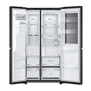 LG Americká chladnička LG | D | 628 l | InstaView Door-in-Door™ | UVnano™, front view and double door open without food, GSXE90EVAD, thumbnail 5