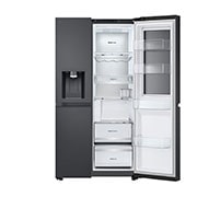 LG Americká chladnička LG | D | 628 l | InstaView Door-in-Door™ | UVnano™, front with open side double door open with food, GSXE90EVAD, thumbnail 11