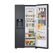 LG Americká chladnička LG | D | 628 l | InstaView Door-in-Door™ | UVnano™, front with open side double door open without food, GSXE90EVAD, thumbnail 10