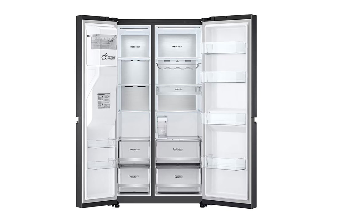 LG Americká chladnička LG | C | 628 l | DoorCooling+™ | UVnano™, Door open without food view, GSLE91EVAC, thumbnail 2