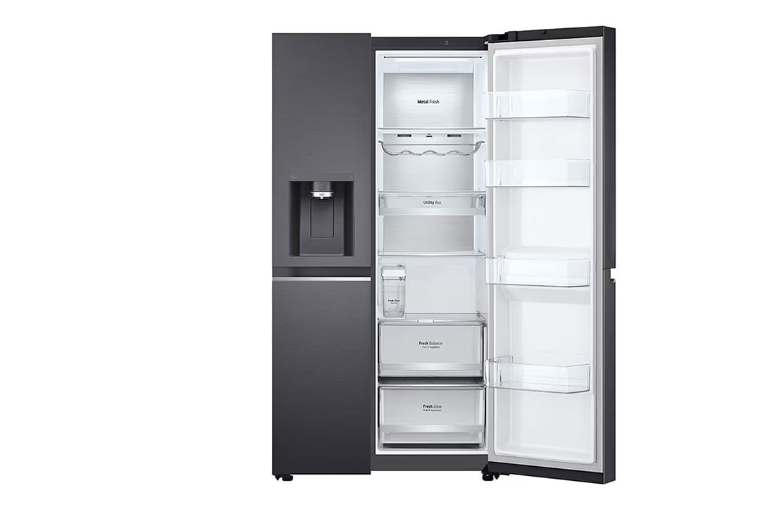 LG Americká chladnička LG | C | 628 l | DoorCooling+™ | UVnano™, One side open view, GSLE91EVAC, thumbnail 4