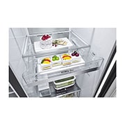 LG Americká chladnička LG | C | 628 l | DoorCooling+™ | UVnano™, Bottom view with food, GSLE91EVAC, thumbnail 8