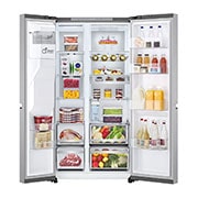 LG Americká chladnička LG | C | 628 l | DoorCooling+™ | UVnano™, Door open with food view, GSLE81PYBC, thumbnail 2