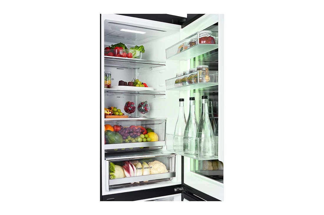 LG Kombinovaná chladnička LG | C | 349 l | InstaView™ | DoorCooling+™, side view with food, GBG7190CEV, thumbnail 9
