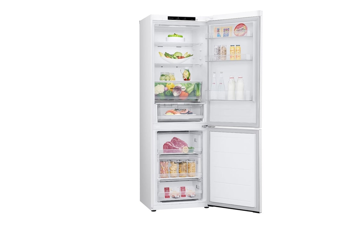 LG 344L DoorCooling+™ Kombinovaná chladnička, Biela, Left Side Open Food, GBV3100ASW, thumbnail 11