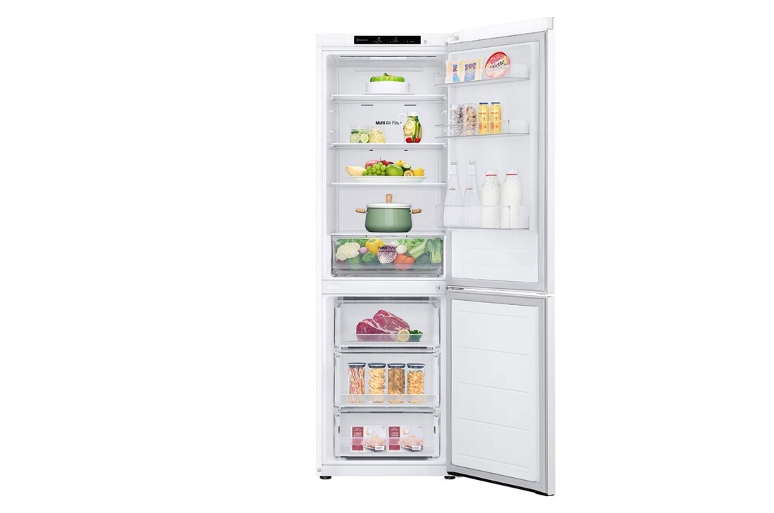 LG 344L DoorCooling+™ Kombinovaná chladnička, Biela, Front Open food, GBV21L0ESW, thumbnail 3