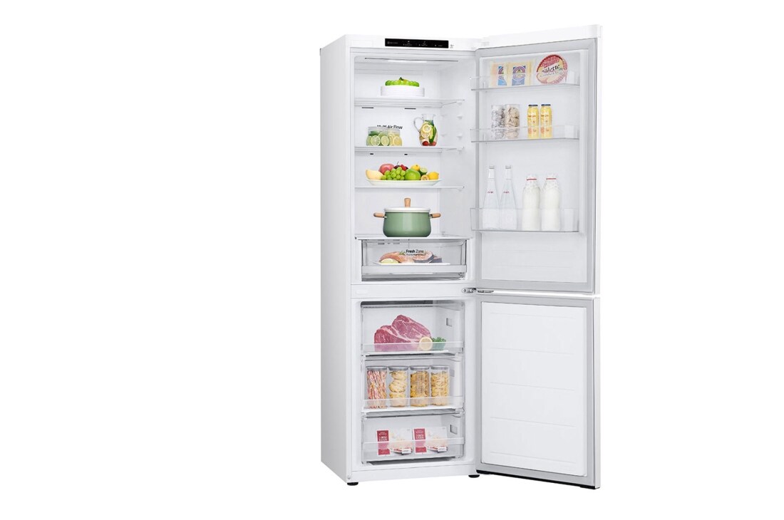 LG 344L DoorCooling+™ Kombinovaná chladnička, Biela, Left Side Open Food, GBV21L0ESW, thumbnail 6