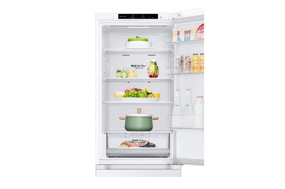 LG 344L DoorCooling+™ Kombinovaná chladnička, Biela, Front Open food, GBV21L0ESW, thumbnail 7
