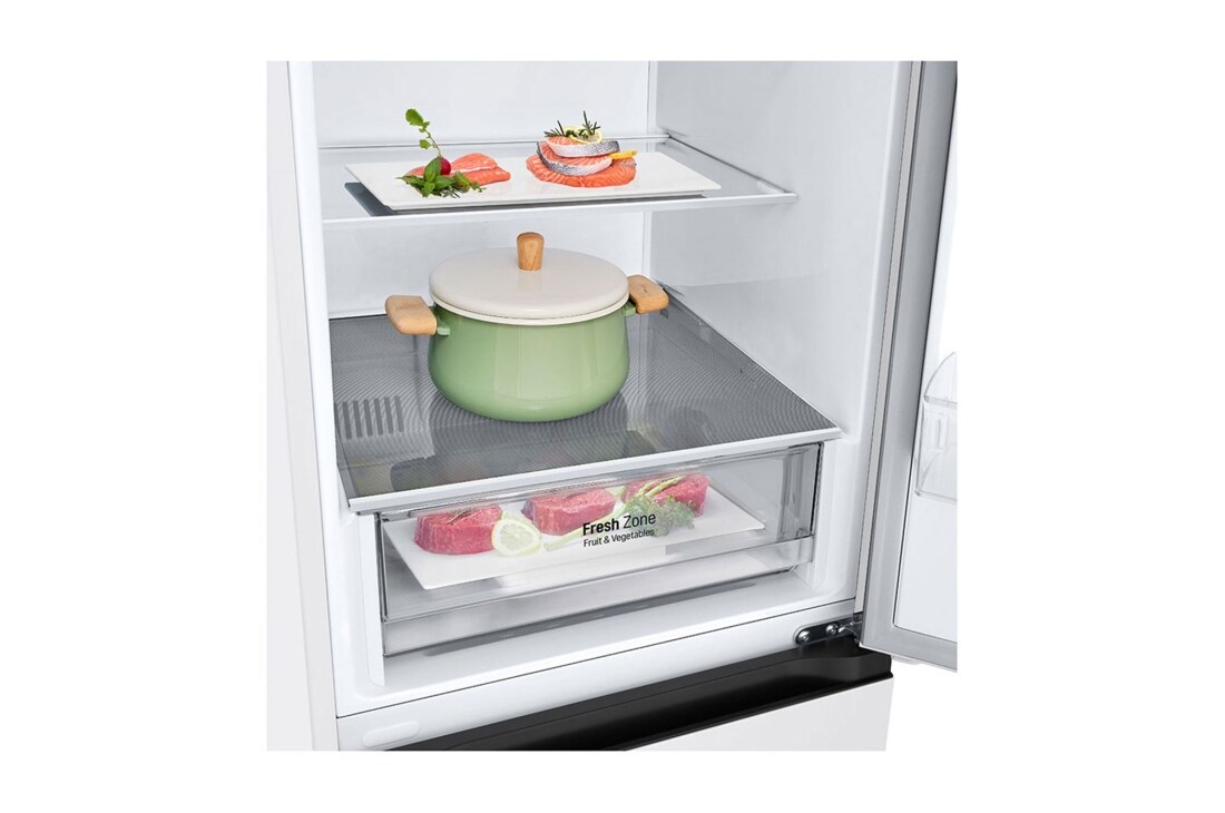LG 344L DoorCooling+™ Kombinovaná chladnička, Biela, Duct Food, GBV21L0ESW, thumbnail 11
