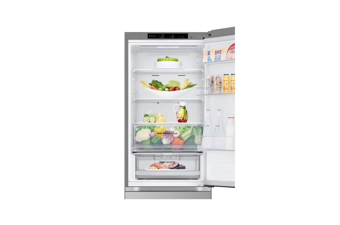 LG 344L DoorCooling+™ Kombinovaná chladnička, Strieborná, Front Top Open food, GBV3100EPY, thumbnail 11