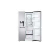LG Americká chladnička LG | B | 628 l | DoorCooling+™ | UVnano™| Kovová Sorbet, One side door open without food, GSLE91MBAB, thumbnail 9