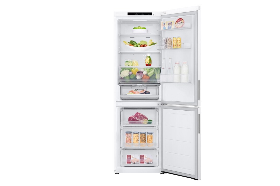 LG 344L DoorCooling+™ Kombinovaná chladnička, Biela, Front Open, GBV21NCDSW, thumbnail 3