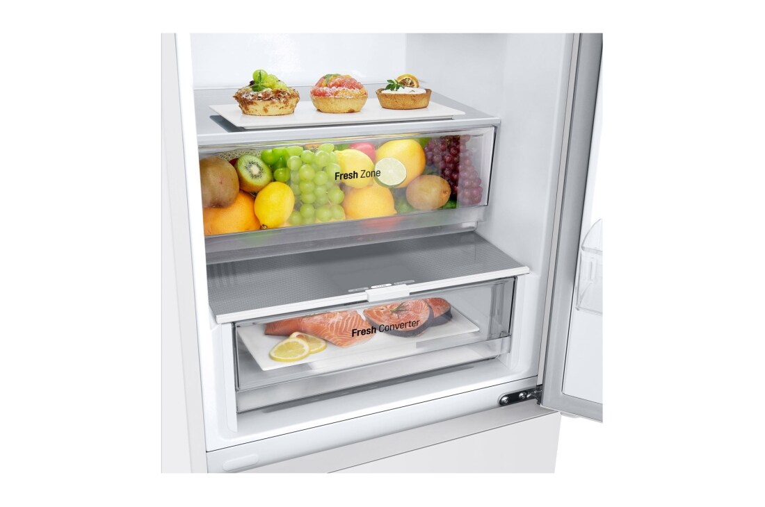 LG 344L DoorCooling+™ Kombinovaná chladnička, Biela, Left Side View, GBV21NCDSW, thumbnail 14