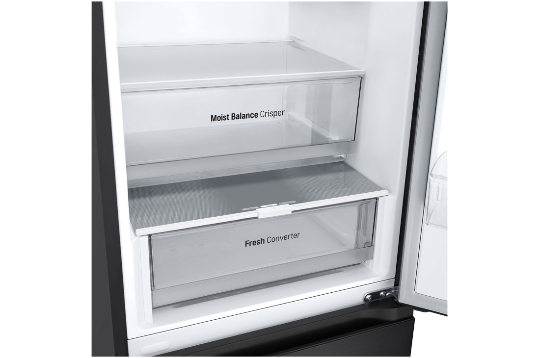 LG 344L DoorCooling+™ Kombinovaná chladnička, Čierna/šedá, Drawer without food, GBV3100AEP, thumbnail 6