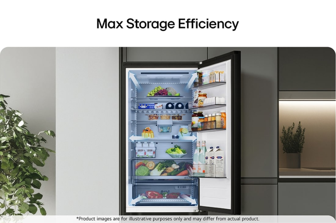 LG Kombinovaná chladnička LG | C | 375 l | Smart Invertorový kompresor | Čierna/šedá, Chladnička so spodnou mrazničkou LG (GBBW726CPY), šikmý pohľad spredu zobrazujúci vonkajší dizajn, GBBSJ2CCEP, thumbnail 12