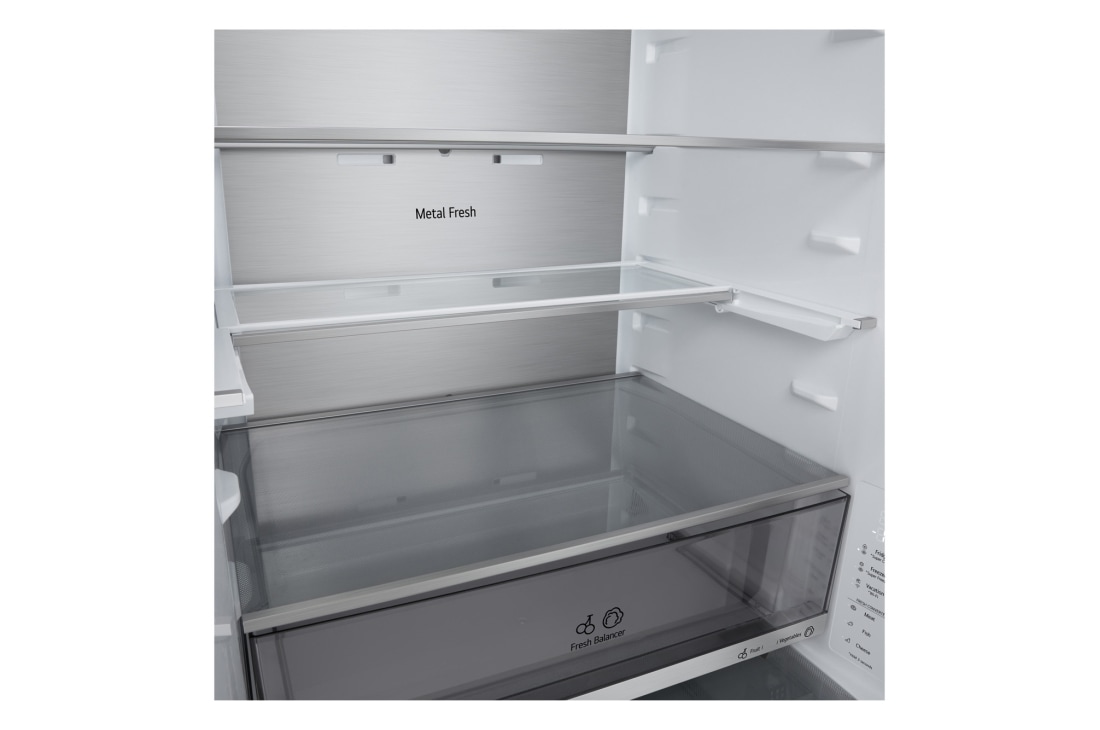 LG Kombinovaná 70cm chladnička LG | C | 465 l | Smart Invertorový kompresor | Čierna/šedá, Dolný pohľad na chladničku s mrazničkou LG (GBBW726AEV), GBBW726CEV, thumbnail 5