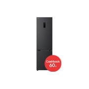 LG Kombinovaná 70cm chladnička LG | C | 465 l | Smart Invertorový kompresor | Čierna/šedá, Chladnička so spodnou mrazničkou LG (GBBW726AEV), pohľad spredu s matnou čiernou povrchovou úpravou, GBBW726CEV, thumbnail 1
