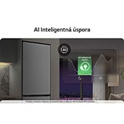 LG Kombinovaná chladnička LG | B | 375 l | Smart Invertorový kompresor | Strieborná, Chladnička so spodnou mrazničkou v obytnom priestore s výhľadom na nočné mesto prekrytým grafikou režimu AI Saving Mode a grafom premenlivej spotreby energie, GBBS322BPY, thumbnail 5