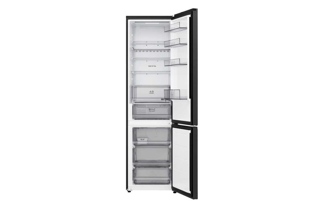 LG Kombinovaná chladnička LG | B| 375 l | Smart Invertorový kompresor | Čierna/šedá, front open, GBBS322BEV, thumbnail 2