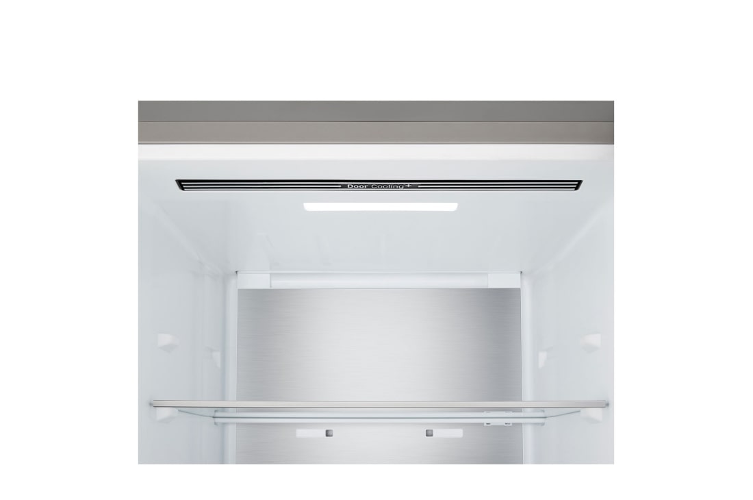 LG Kombinovaná chladnička LG | B | 375 l | Smart Invertorový kompresor | Strieborná, Chladnička s mrazničkou , priblížený pohľad na držiak na víno so štyrmi fľašami a krabicou makróniek, dizajn držiaka zväčšený na kruhovom obrázku, GBBS323BPY, thumbnail 7