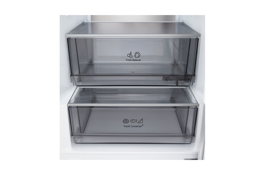 LG Kombinovaná chladnička LG | B | 375 l | Smart Invertorový kompresor | Strieborná, Chladnička s mrazničkou , predný pohľad s viditeľným ventilačným otvorom funkcie DoorCooling+™, GBBS323BPY, thumbnail 8