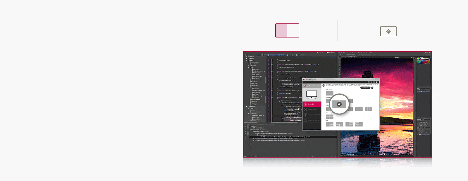 Funkcia OnScreen Control umožňuje používateľom prispôsobiť si pracovný priestor obrazovky monitora