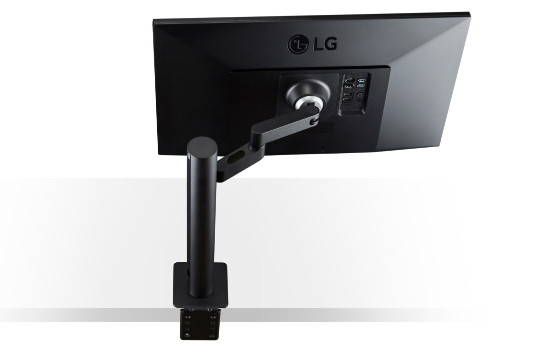 LG 27-palcový monitor IPS s&nbsp;rozlíšením UHD 4K Ergo s&nbsp;rozhraním USB-C™, bočný pohľad zozadu na monitor vytiahnutý doprava, 27UN880-B, thumbnail 15