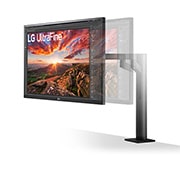 LG 27-palcový monitor IPS s&nbsp;rozlíšením UHD 4K Ergo s&nbsp;rozhraním USB-C™, pohľad z&nbsp;perspektívy na vytiahnutý stojan monitora, 27UN880-B, thumbnail 3