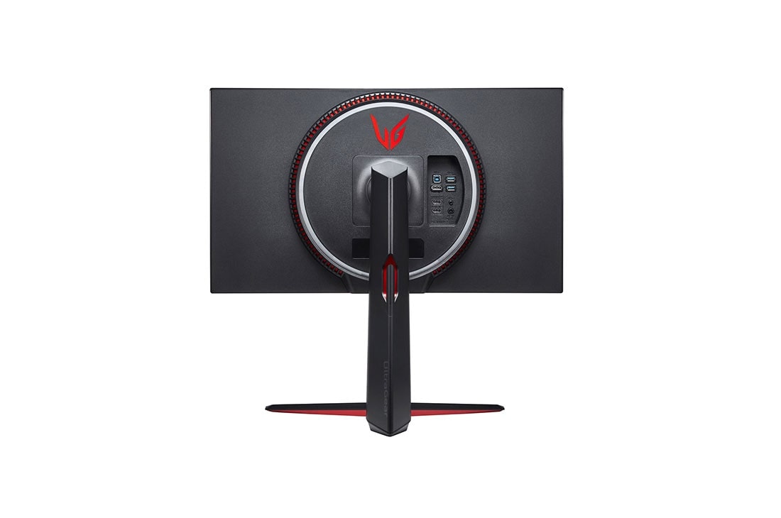 LG 27-palcový herný monitor Nano IPS UltraGear™ s&nbsp;rozlíšením UHD 4K a&nbsp;časom odozvy (GtG) 1&nbsp;ms s technológiou VESA DSC, pohľad zozadu s funkciou Sphere Lighting 2.0 v bielej a červenej farbe, 27GN950-B, thumbnail 5
