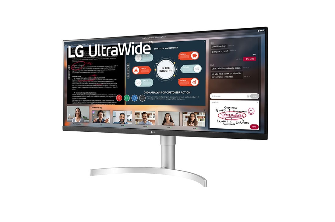 LG 34'' LG UltraWide monitor s IPS displejom, Pohľad zboku -15 stupňov, 34WN650-W, thumbnail 2