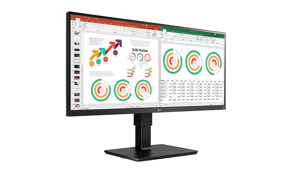 LG 35'' LG UHD monitor s IPS displejom, pohľad z&nbsp;perspektívy, 34BN770-B, thumbnail 4