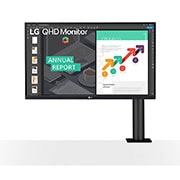 LG 27-palcový monitor QHD Ergo IPS s USB Type-C™, Pohľad spredu so stojanom monitora napravo, 27QN880-B, thumbnail 1