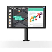 LG 27-palcový monitor QHD Ergo IPS s USB Type-C™, Pohľad spredu so stojanom monitora v strede, 27QN880-B, thumbnail 2