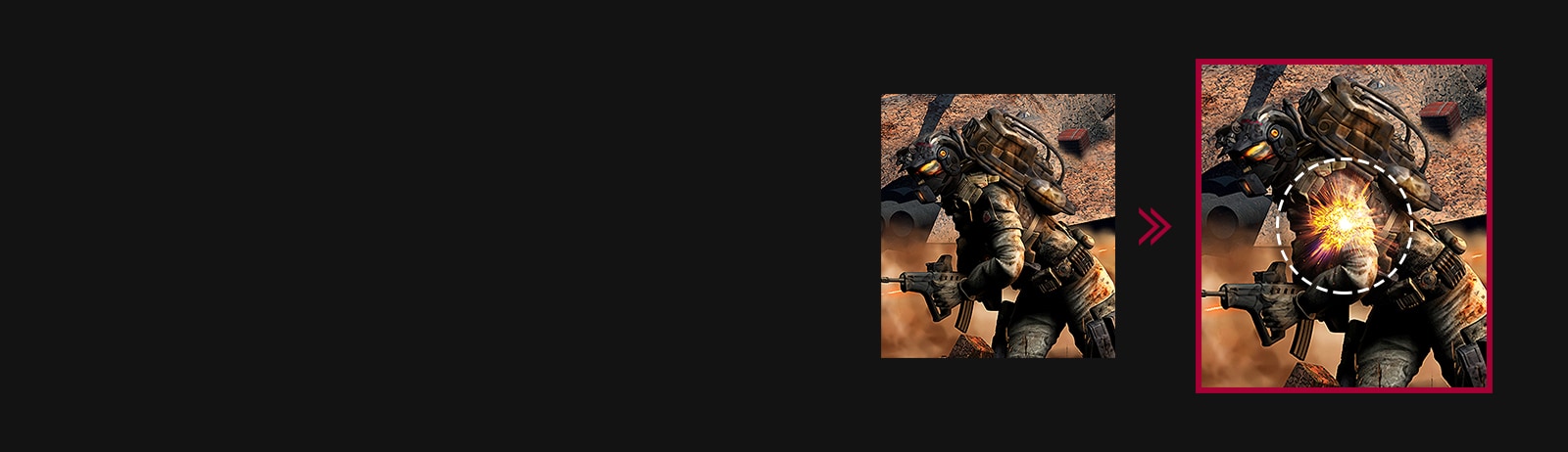 Bežné zobrazenie pohybu v porovnaní so zobrazením pohybu v režime Dynamic Action Sync