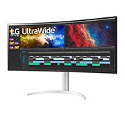 LG 37,5-palcový zakrivený monitor UltraWide™ s pomerom strán 21 : 9 s rozlíšením QHD+ (3840 × 1600), Pohľad zboku +15 stupňov, 38WP85C-W, thumbnail 2