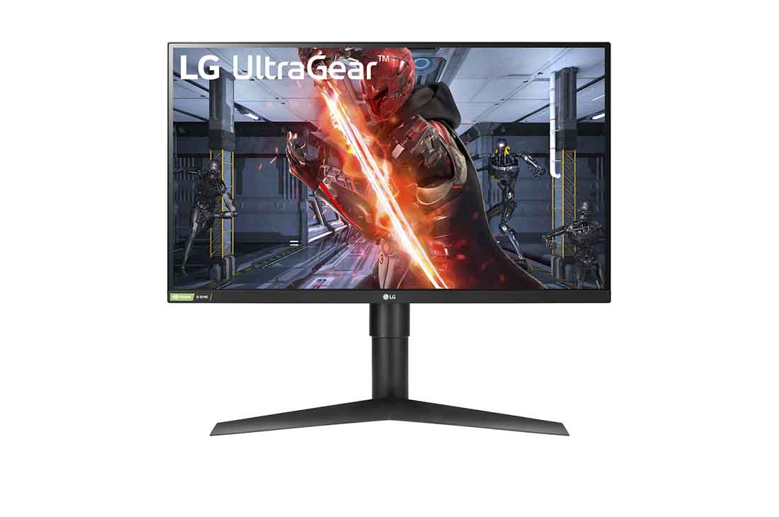 LG 27-palcový herný IPS monitor UltraGear™ s rozlíšením Full HD kompatibilný s technológiou G-SYNC®, pohľad spredu, 27GN750-B