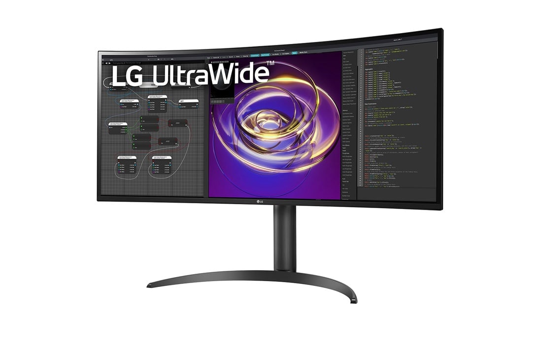 LG 34-palcový zakrivený monitor UltraWide™ s pomerom strán 21 : 9 a rozlíšením QHD (3440 × 1440), pohľad zboku +15 stupňov, 34WP85C-B, thumbnail 2