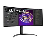 LG 34-palcový zakrivený monitor UltraWide™ s pomerom strán 21 : 9 a rozlíšením QHD (3440 × 1440), pohľad zboku +15 stupňov, 34WP85C-B, thumbnail 3