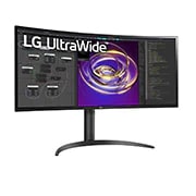 LG 34-palcový zakrivený monitor UltraWide™ s pomerom strán 21 : 9 a rozlíšením QHD (3440 × 1440), pohľad zboku +15 stupňov, 34WP85C-B, thumbnail 3