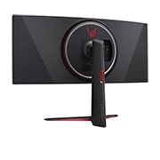 LG 34'' LG UltraGear herný monitor s IPS displejom., pohľad zozadu z&nbsp;perspektívy so zapnutými bielymi svetlami, 34GP950G-B, thumbnail 8