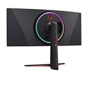 LG 34'' LG UltraGear herný monitor s IPS displejom., pohľad zozadu z&nbsp;perspektívy so zapnutými farebnými svetlami, 34GP950G-B, thumbnail 9