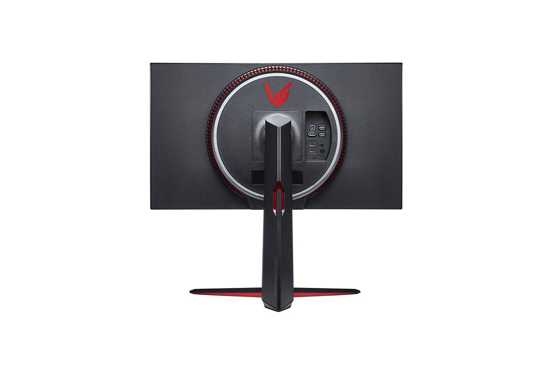 LG 27'' LG UltraGear herný monitor s 4K nano IPS displejom., pohľad zozadu s funkciou Sphere Lighting 2.0 v bielej a červenej farbe, 27GN95R-B, thumbnail 5