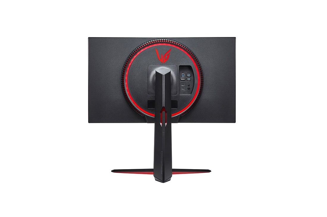 LG 27'' LG UltraGear herný monitor s 4K nano IPS displejom., pohľad zozadu s funkciou Sphere Lighting 2.0 v červenej farbe, 27GN95R-B, thumbnail 7